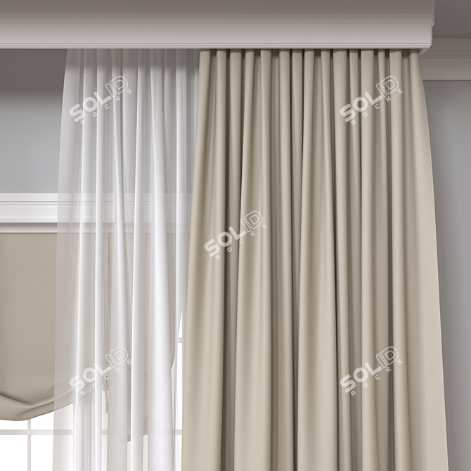 Versatile 3D curtain model 3D model image 3