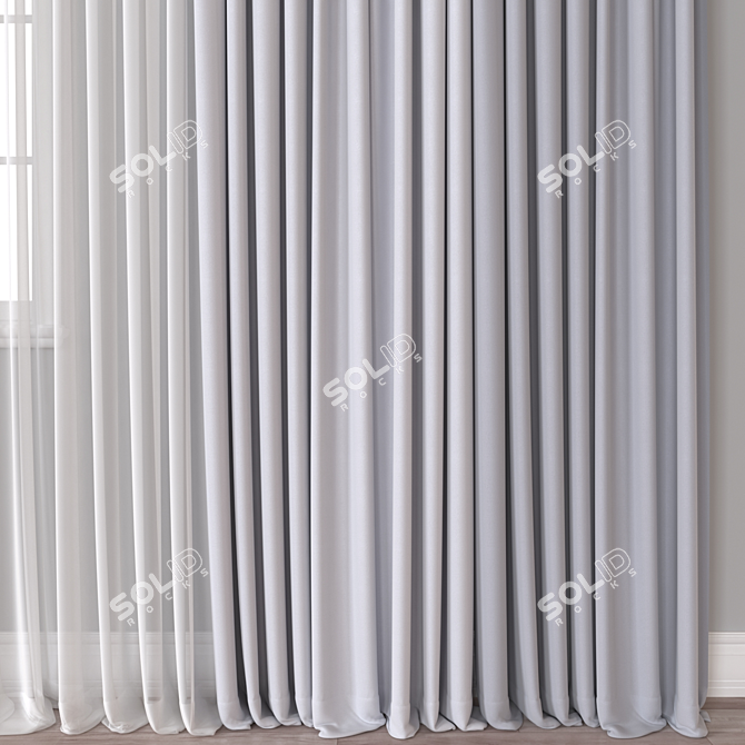 Luxury Curtain 3D Model 3D model image 2