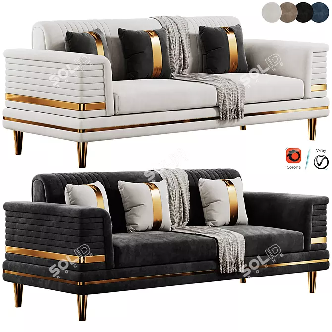 Luxurious FH 7166 Sofa Set 3D model image 1