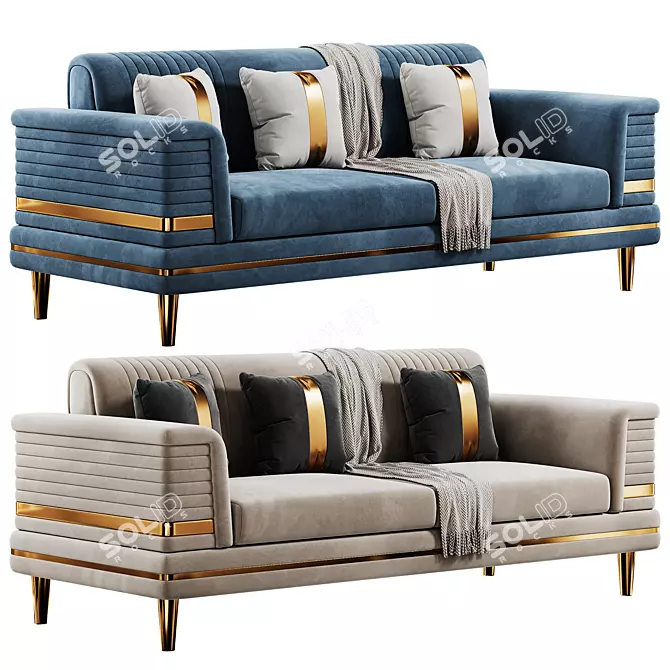 Luxurious FH 7166 Sofa Set 3D model image 2