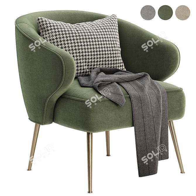 Elegant Tufted Accent Chair, 3 Colors 3D model image 2