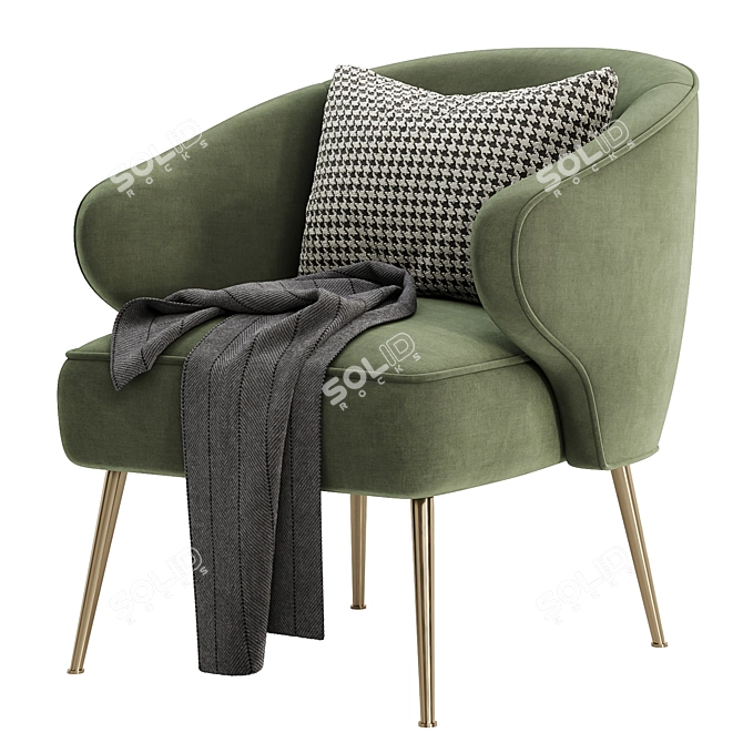 Elegant Tufted Accent Chair, 3 Colors 3D model image 4