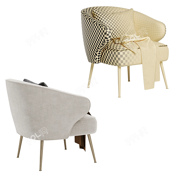 Elegant Tufted Accent Chair, 3 Colors 3D model image 5