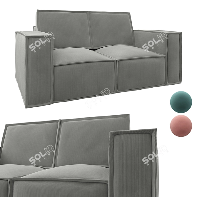 Ebi Mini Sofa in Linia Silver 3D model image 1