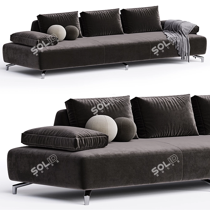 Sleek Modern Sectional Sofa 3D model image 1