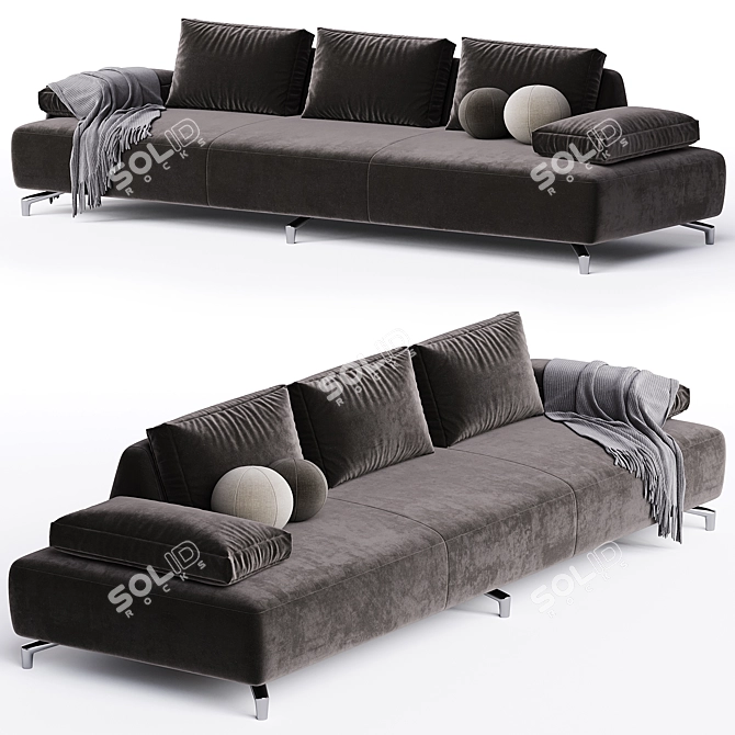 Sleek Modern Sectional Sofa 3D model image 2