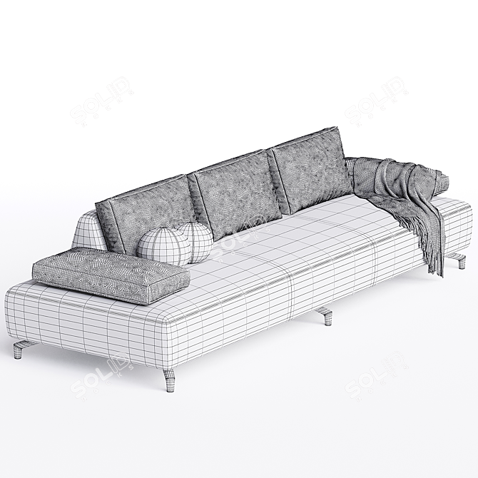 Sleek Modern Sectional Sofa 3D model image 3