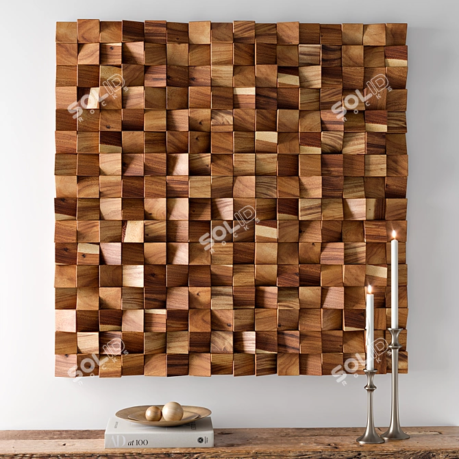 Chamcha Wood Block Wall Art 3D model image 2