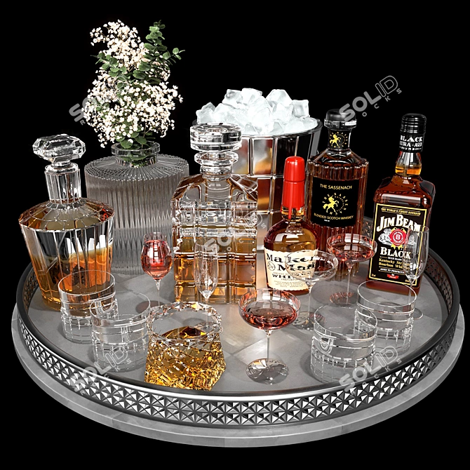 Luxury Whiskey Decanter Set No2 3D model image 1