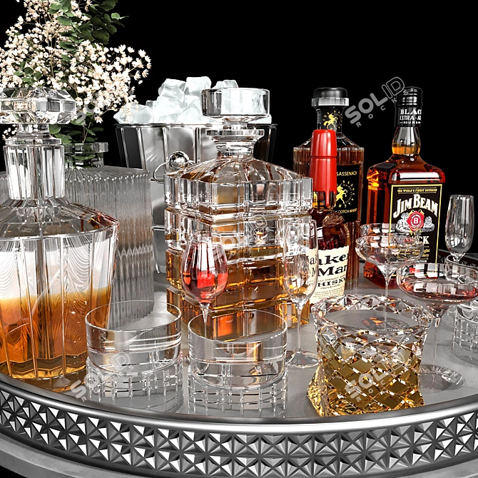 Luxury Whiskey Decanter Set No2 3D model image 2