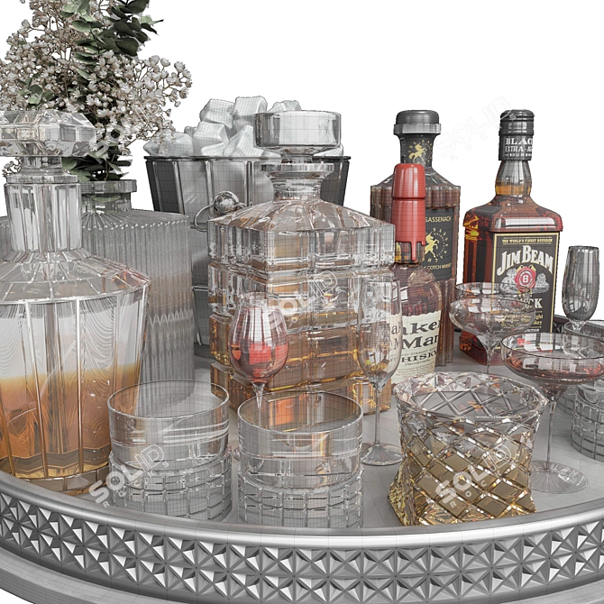 Luxury Whiskey Decanter Set No2 3D model image 6