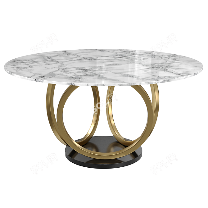 White Gold Round Dining Table 3D model image 1