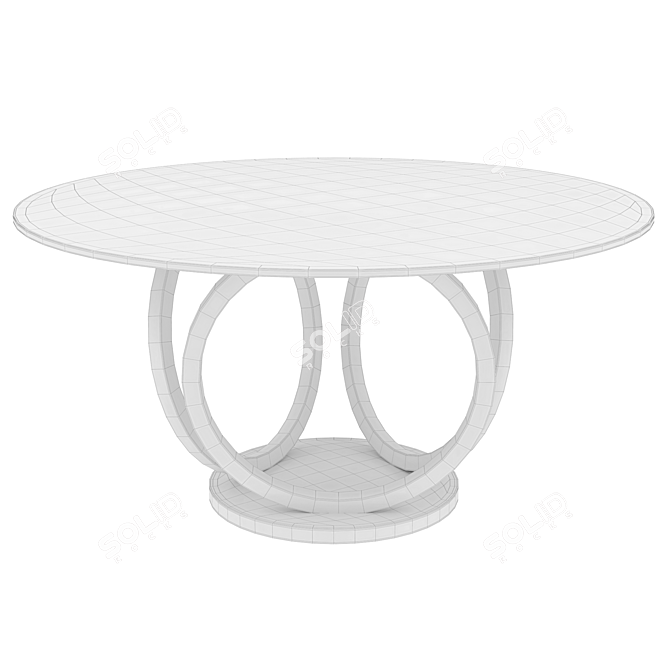 White Gold Round Dining Table 3D model image 2