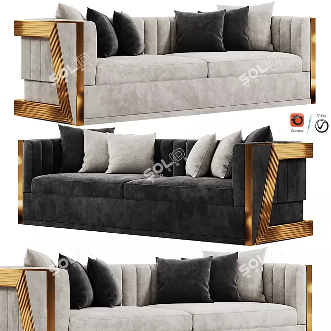 Elegant Glory Sofa Set 3D model image 1