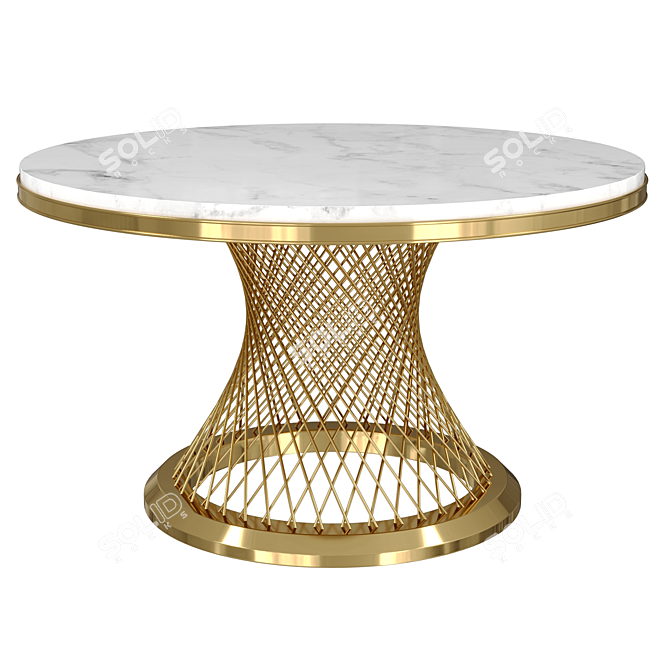 Golden Stainless Steel Round Dining Table 3D model image 1