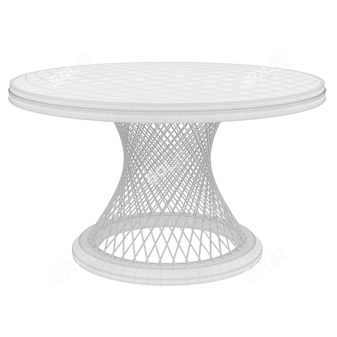 Golden Stainless Steel Round Dining Table 3D model image 2