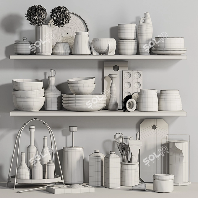 High-Quality Kitchen Accessories Set 3D model image 4