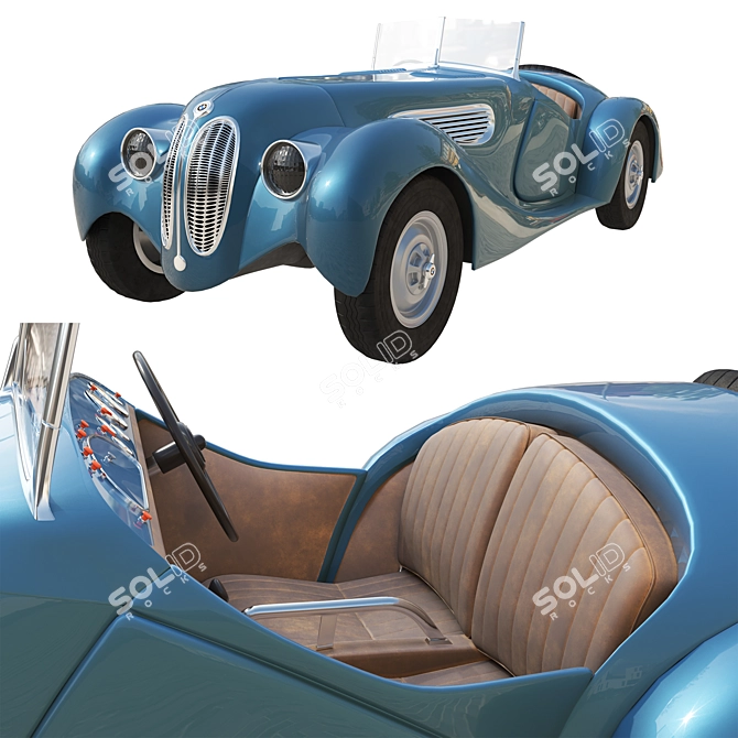 Retro BMW 328 Model 3D 3D model image 1