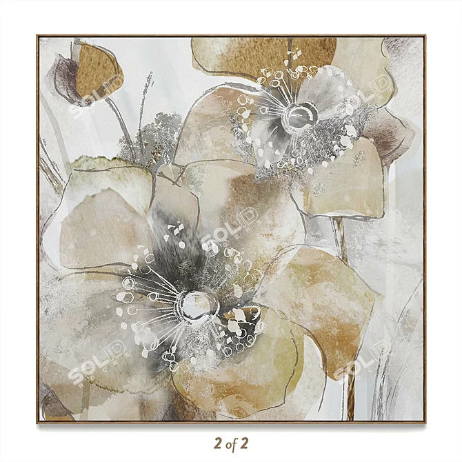 Plaster Square Photo Frames Set 3D model image 2