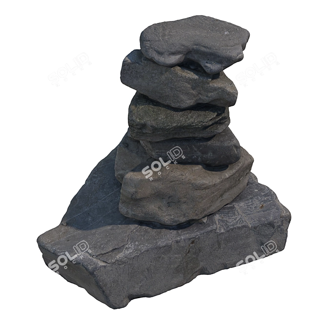 Stone Stack 3D Model Set 3D model image 1