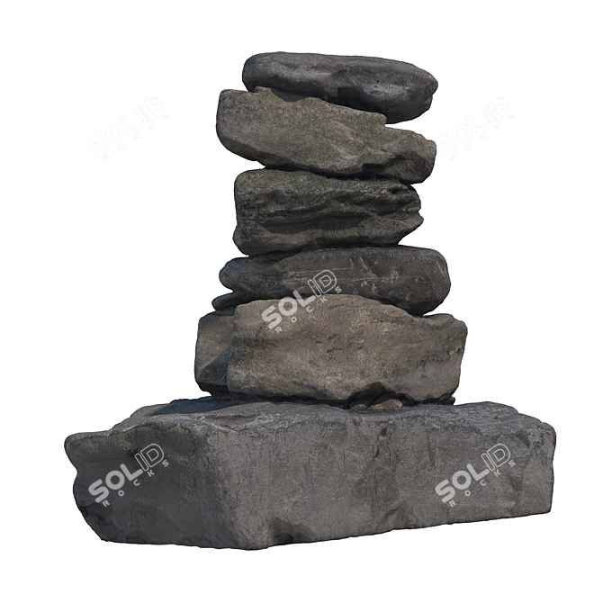 Stone Stack 3D Model Set 3D model image 4