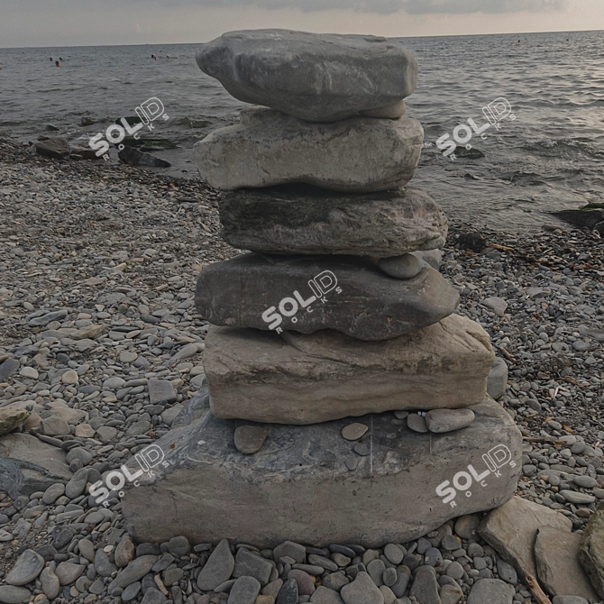 Stone Stack 3D Model Set 3D model image 7