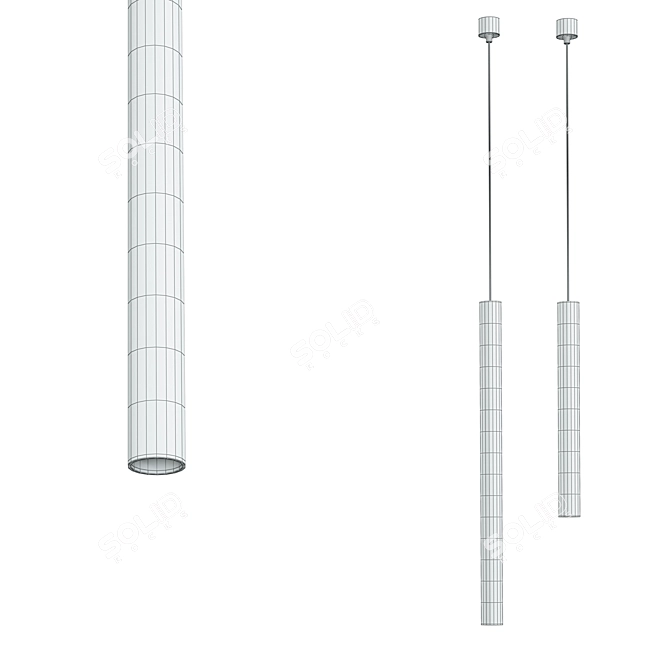 Minimalist Tube Pendant Light 3D model image 2