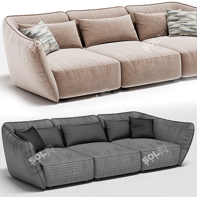 Elegant Natuzzi Italia Sofa Design 3D model image 4