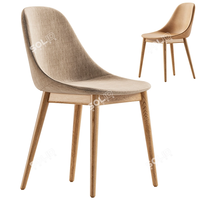 Modern Wood & Upholstered Chair 3D model image 1