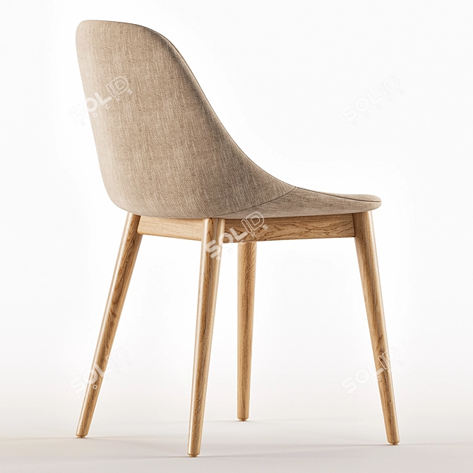 Modern Wood & Upholstered Chair 3D model image 3