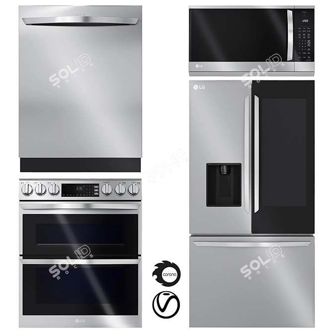 LG Kitchen Appliance Set 3D model image 1