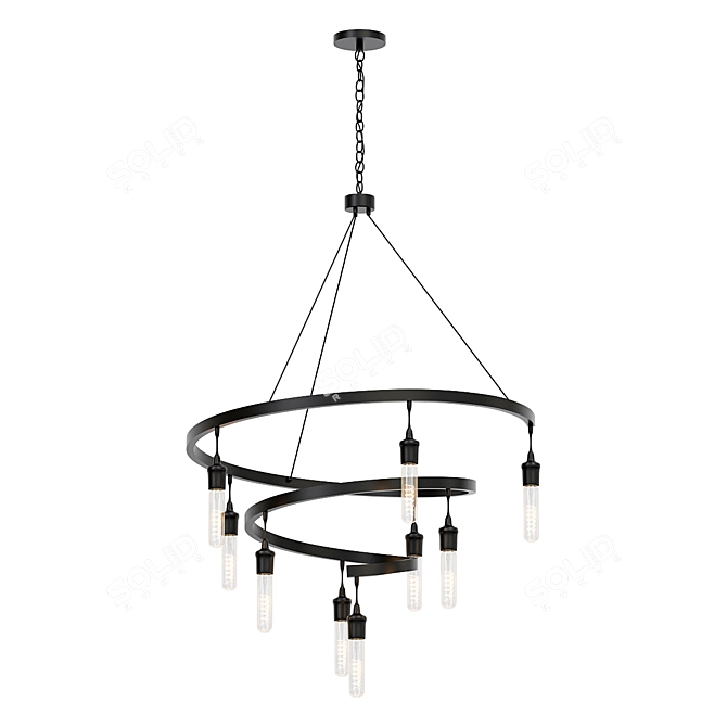Tranquil 10-Light Flat Black Chandelier 3D model image 1