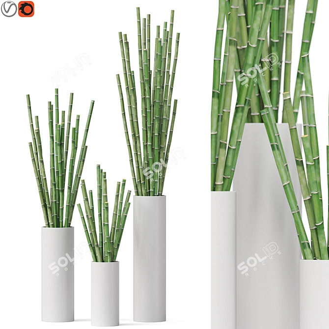 Artistic Bamboo Sculpture Display Piece 3D model image 1