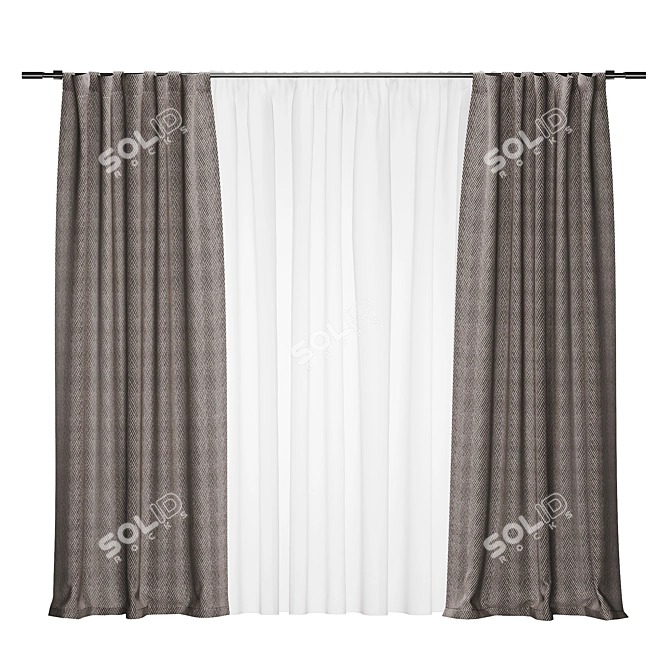 Customizable Fabric Window Curtains 3D model image 1