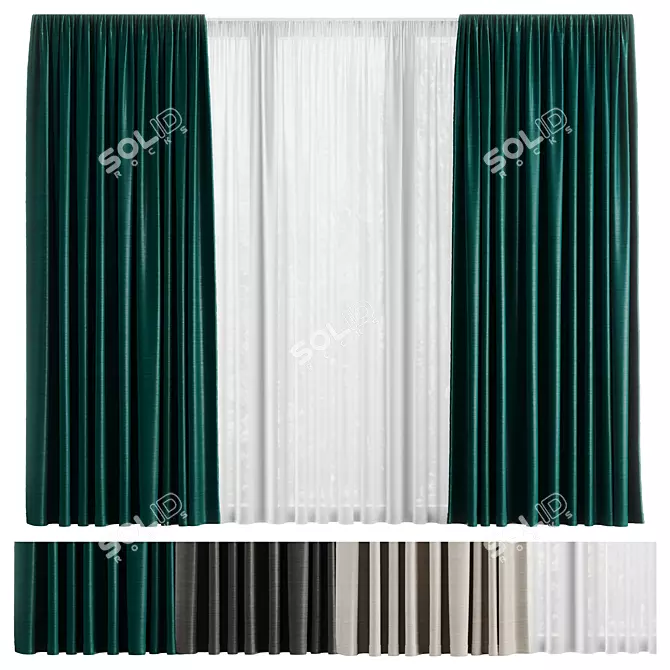 Curtains & Tulle Fabric Collection 3D model image 1