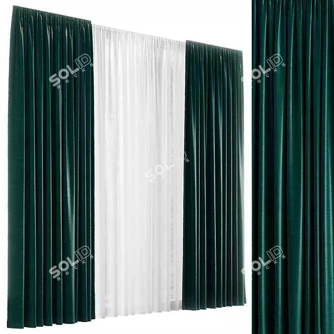 Curtains & Tulle Fabric Collection 3D model image 2