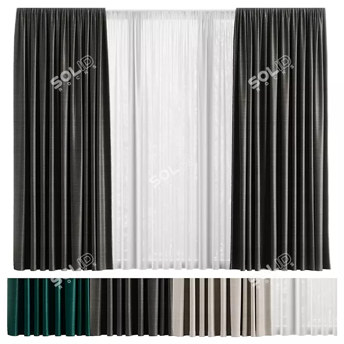 Curtains & Tulle Fabric Collection 3D model image 3