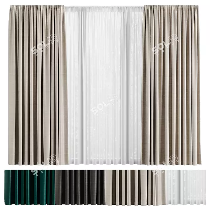 Curtains & Tulle Fabric Collection 3D model image 4