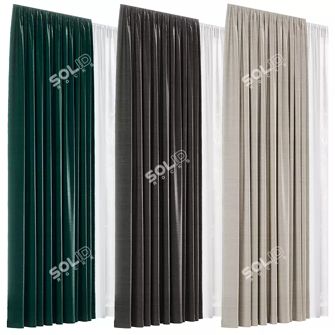 Curtains & Tulle Fabric Collection 3D model image 5