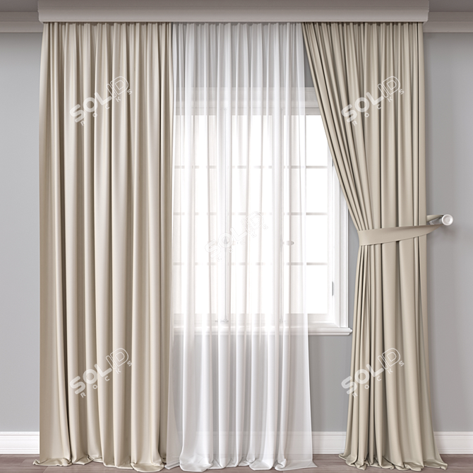 Window Curtain 3D Model 3D model image 1