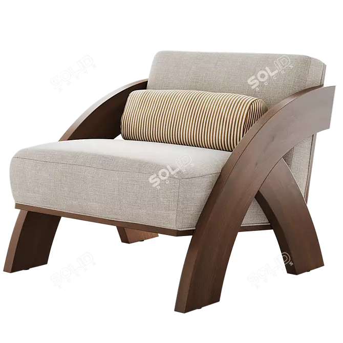 Sculptural Arc Lounge Chair 3D model image 4