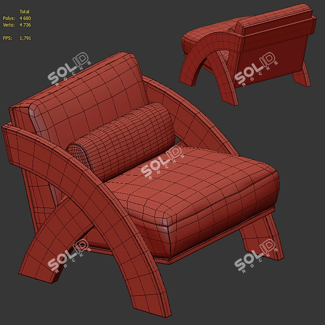 Sculptural Arc Lounge Chair 3D model image 7