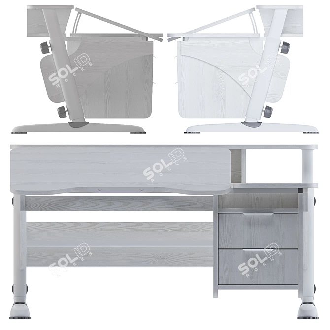 Ergonomic Desk with Drawer Pondi 3D model image 2