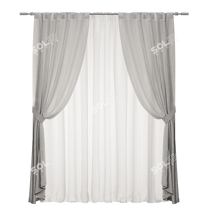 Adaptable Curtain with Tieback 3D model image 1