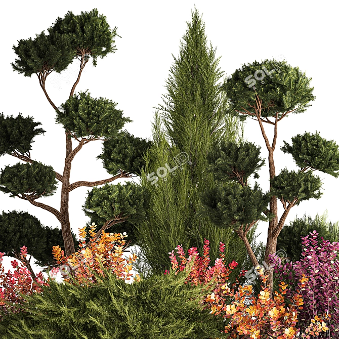 Alpine Landscape Kit: Conifers and Barberry 3D model image 6