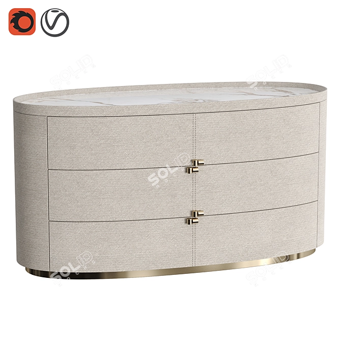 MIRA Collection Fabric-Metal Marble Dresser 3D model image 1