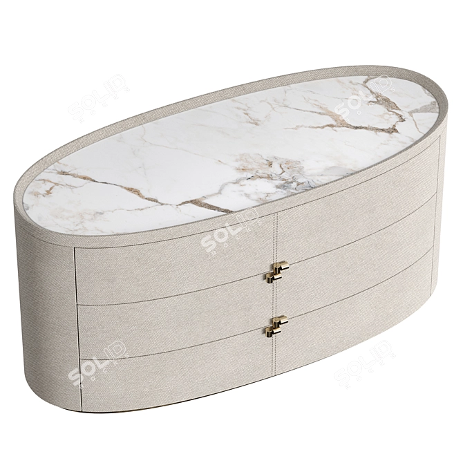 MIRA Collection Fabric-Metal Marble Dresser 3D model image 3