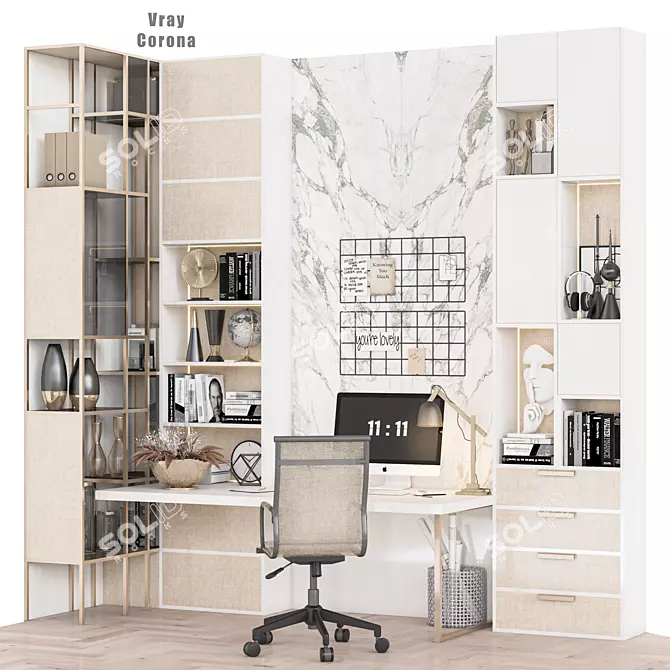 Elegant Office Furniture Set 3D model image 1