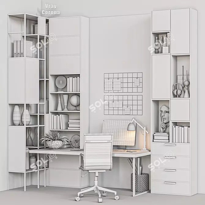 Elegant Office Furniture Set 3D model image 6