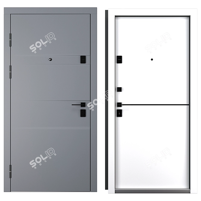Moderna Metal Entrance Door Kit 3D model image 3